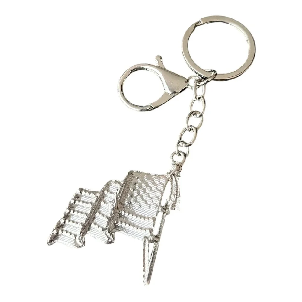 Women's Key Chain Red White Blue Silver American Flag Rhinestone 4